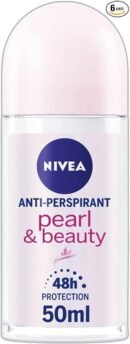 NIVEA Pearl & Beauty Anti-Perspirant Deodorant Roll-On (50 ml, Pack of 6)