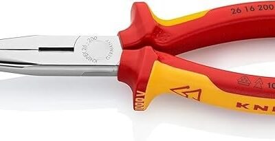 Knipex Snipe Nose Side Cutting Pliers (Stork Beak Pliers) chrome-plated, insulated with multi-component grips, VDE-tested 200 mm (self-service card/blister) 26 16 200 SB