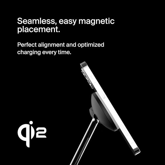 Belkin BoostCharge Pro 3-in-1 Wireless Charger with Qi2 for iPhone 16, 15, 14, 13 and 12 + Apple Watch + AirPods (Magnetically Charges iPhone 16, 15, 14, 13 and 12 Models up to 15W) - Black - Image 4