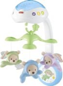 Fisher-Price Butterfly Dreams 3-In-1 Projection Mobile - Soothing Baby Sleep Aid with 3 Audio Modes and Plush Bears, Musical Cot Mobile