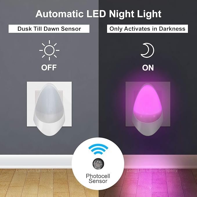 Pink Automatic LED Night Light - Plug in & Energy Saving Dusk 2 Dawn LED Night Light Sensitive Night Light - Image 2