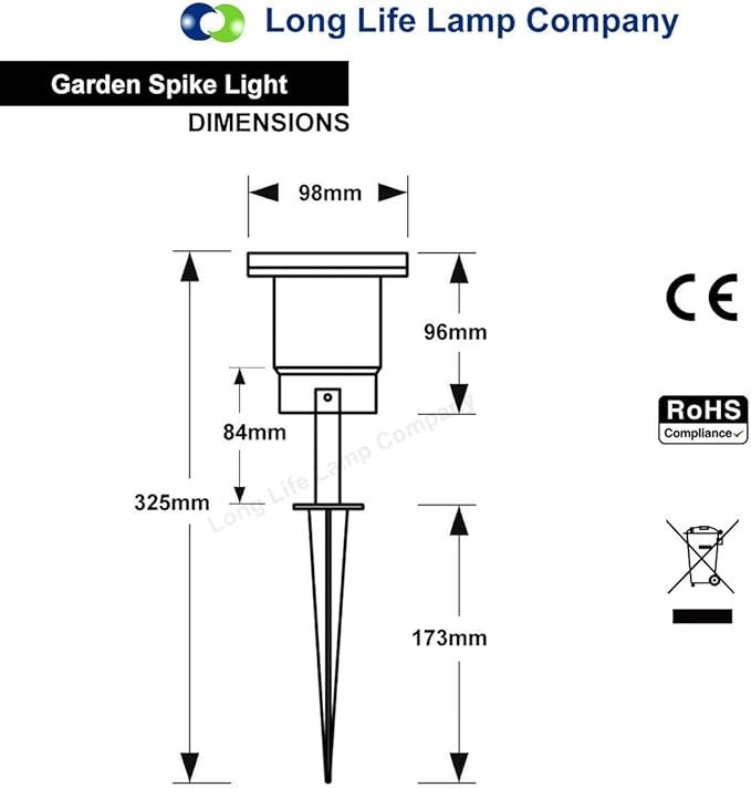 4 Pack GU10 Outdoor Garden Spike Ground Mount or Watt Light IP65 Matt Black SPBLK04 - Image 4