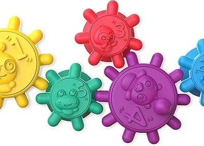 Baby Einstein Gears of Discovery Suction Cup Sensory Toys for Bath, Floor Play, Travel & More, 5pcs Multi-Color, BPA Free, 6 Months+