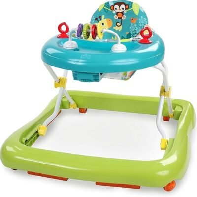 Bright Starts Giggling Safari Walker with Easy Fold Frame for Storage, Ages 6 Months +