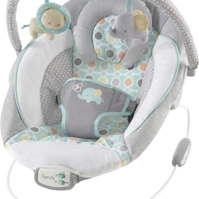 Ingenuity, Soothing Baby Bouncer Chair with Soothing Vibrating Infant Seat, Morrison - 8 Melodies, Removable Toy Bar with 2 Plush Toys