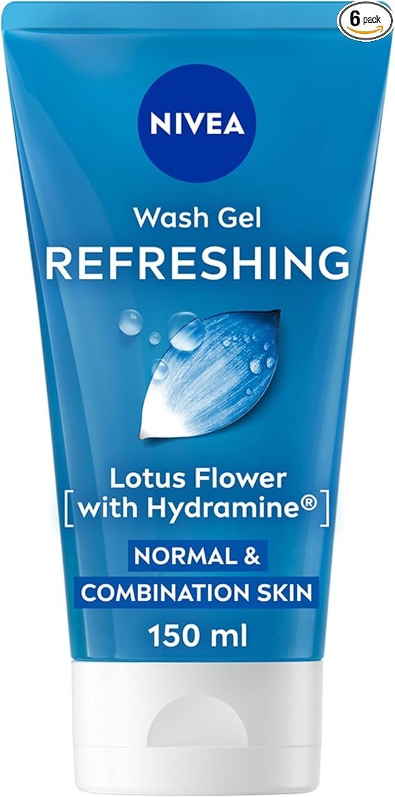 NIVEA Refreshing Wash Gel (150ml), Face Wash Gel with Lotus Flower and Hydramine
