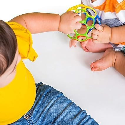 Bright Starts Oball Easy Grasp Classic Ball BPA-Free Infant Toy in Red, Yellow, Green, Blue, Age Newborn and up, 4 Inches - Image 3