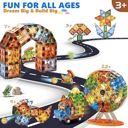 110PCS Magnetic Tiles Toys,Clear 3D Lighted Magnetic Building Blocks Educational Construction Set - Image 4