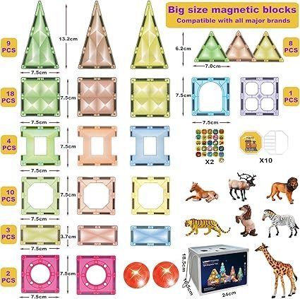 BUBUQE Magnetic Tiles 3D Magnet Building Block Toys Educational Stem Learning Toy - Image 4