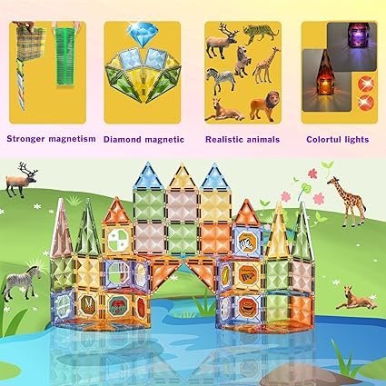 BUBUQE Magnetic Tiles 3D Magnet Building Block Toys Educational Stem Learning Toy - Image 2