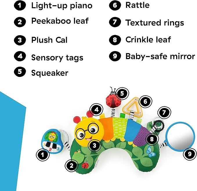 Baby Einstein, Cal-a-Pillow, Tummy Time Activity Pillow, Multisensory, Cal The Caterpillar, Ages 0+ Months - Image 2