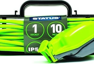 STATUS 1 Socket Extension Lead | 10m Green Waterproof Extension Cable | 13 amp Weatherproof Extension Socket
