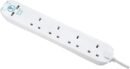 Masterplug srgu44n Four Socket Surge Protected Extension Lead with 2 USB Ports, 4 Metre, 13 x 7 x 6 cm, White