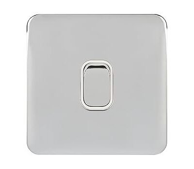 Schneider Electric Lisse Screwless Deco - Single 2 Way Light Switch, 10AX, GGBL1012WPC, Polished Chrome with White Insert