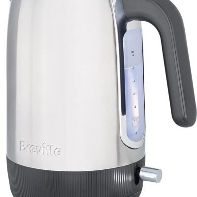 Breville Edge Electric Kettle | 1.7 Litre | Glows When Hot to Avoid Re-Boiling | 3kW Fast Boil | Brushed Stainless Steel [VKT192]