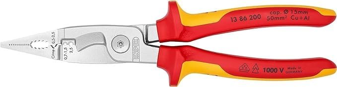 KNIPEX Pliers for Electrical Installation, VDE, for Cutting Cable, Multi Tool, 13 86 200