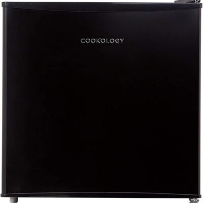 Cookology MFR45BK Small Table Top Mini Fridge for Counter Tops 46 Litre Capacity, Reversible Door, Adjustable Temperature Control and Legs with Chiller Box - In Black [Energy Class F]
