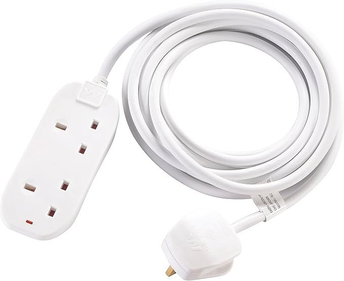 Masterplug Two Socket Long Extension Lead, 10 Metres, White - Image 2