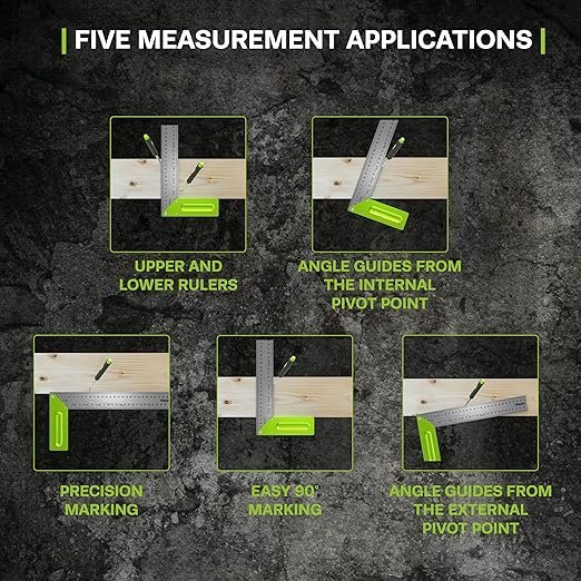 TRACER Carpenters Square 300mm (12 Inch). Carpentry Marking Tool. Try Square with 2 sets of angle lines - Image 2