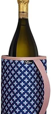 WK IEASON Standard Wine Cooler Sleeves Portable Champagne Insulator Sleeve Can Cooler Beer Cooler Cover- Keeps Wine & Champagne Chilled for Hours (Small Flower Blue)