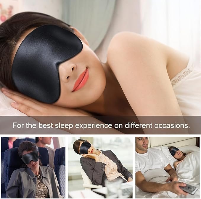 Gritin Silk Sleep Mask, Eye Mask, Light-Blackout Design Ultra Soft & Comfortable - Image 3