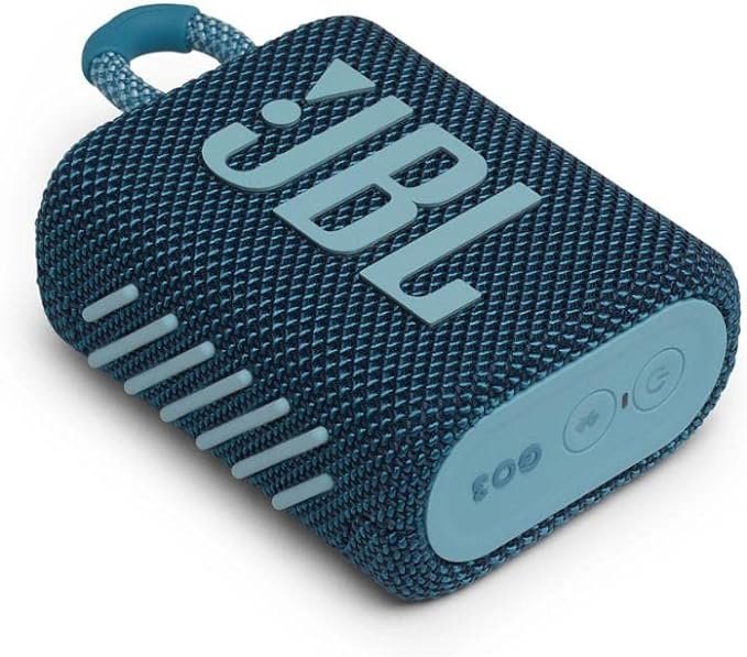 JBL GO 3 - Wireless Bluetooth portable speaker with integrated loop for travel with USB C charging cable, in blue - Image 3