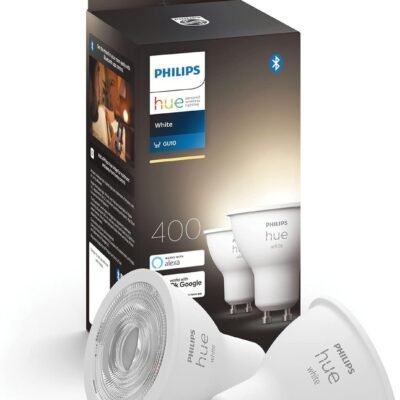 Philips Hue New White Smart LED Light Bulb 2 Pack [GU10 Spot] with Bluetooth Works with Alexa, Google Assistant, Apple Homekit for Indoor Home Lighting